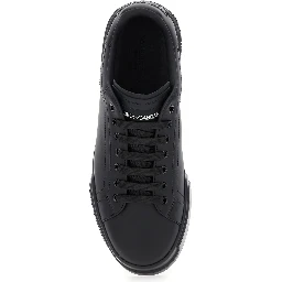 Sneaker Portofino Light with Patch Logo on the Tongue and Tone-on-Tone Lettering Logo on the Heel in Black Leather for Men
