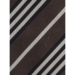 brown Tie with all-over stripe motif in silk for men