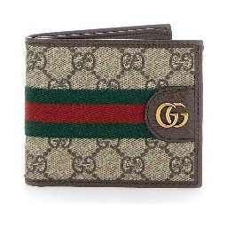 Wallet Ophidia with GG Logo and Web Motif in GG Canvas Beige Men