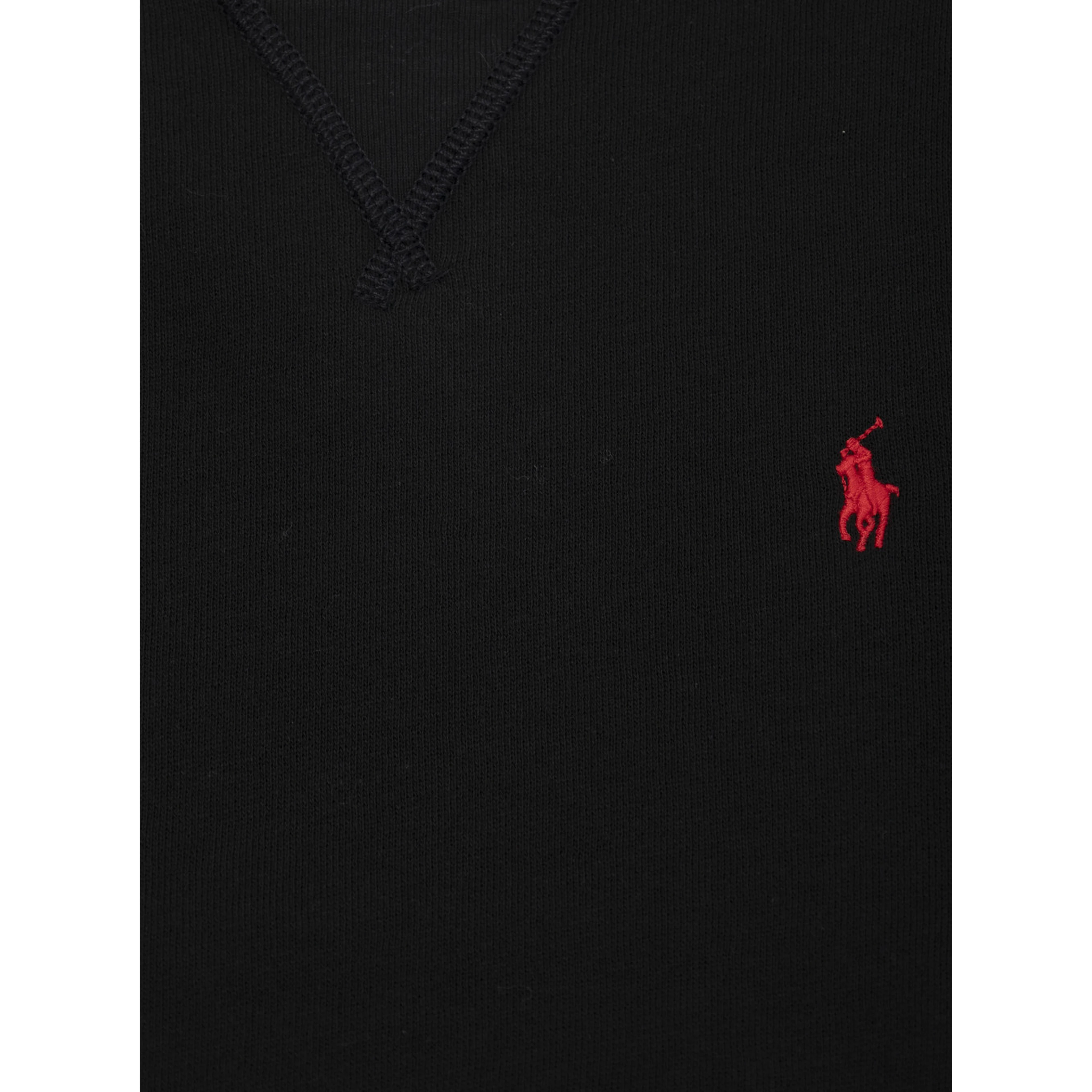 Sweatshirt with V-Neck and Pony Embroidery in Cotton Blend Black Boy