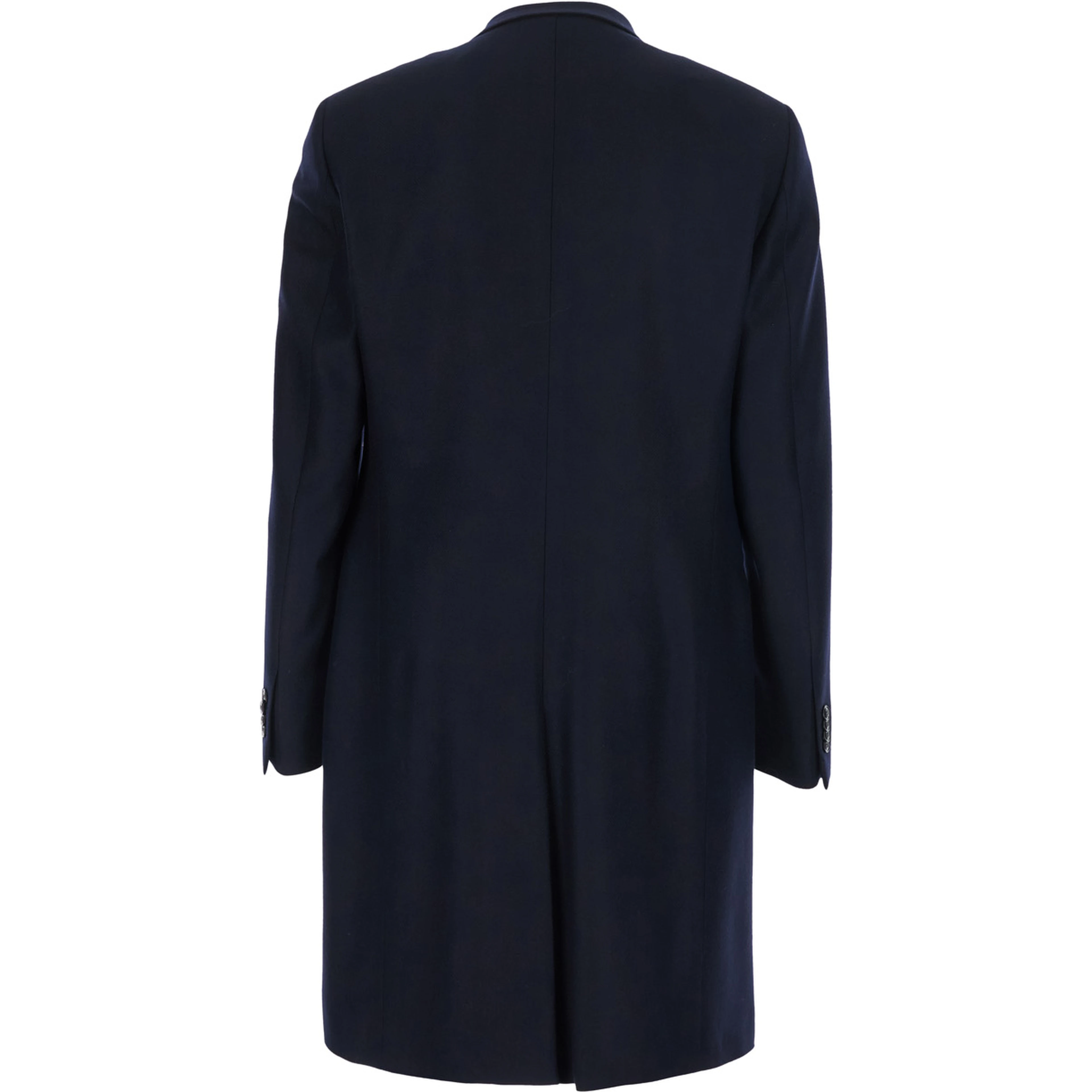 Blue Single-breasted coat with Notched revers and Chevron motif in wool and cashmere for men
