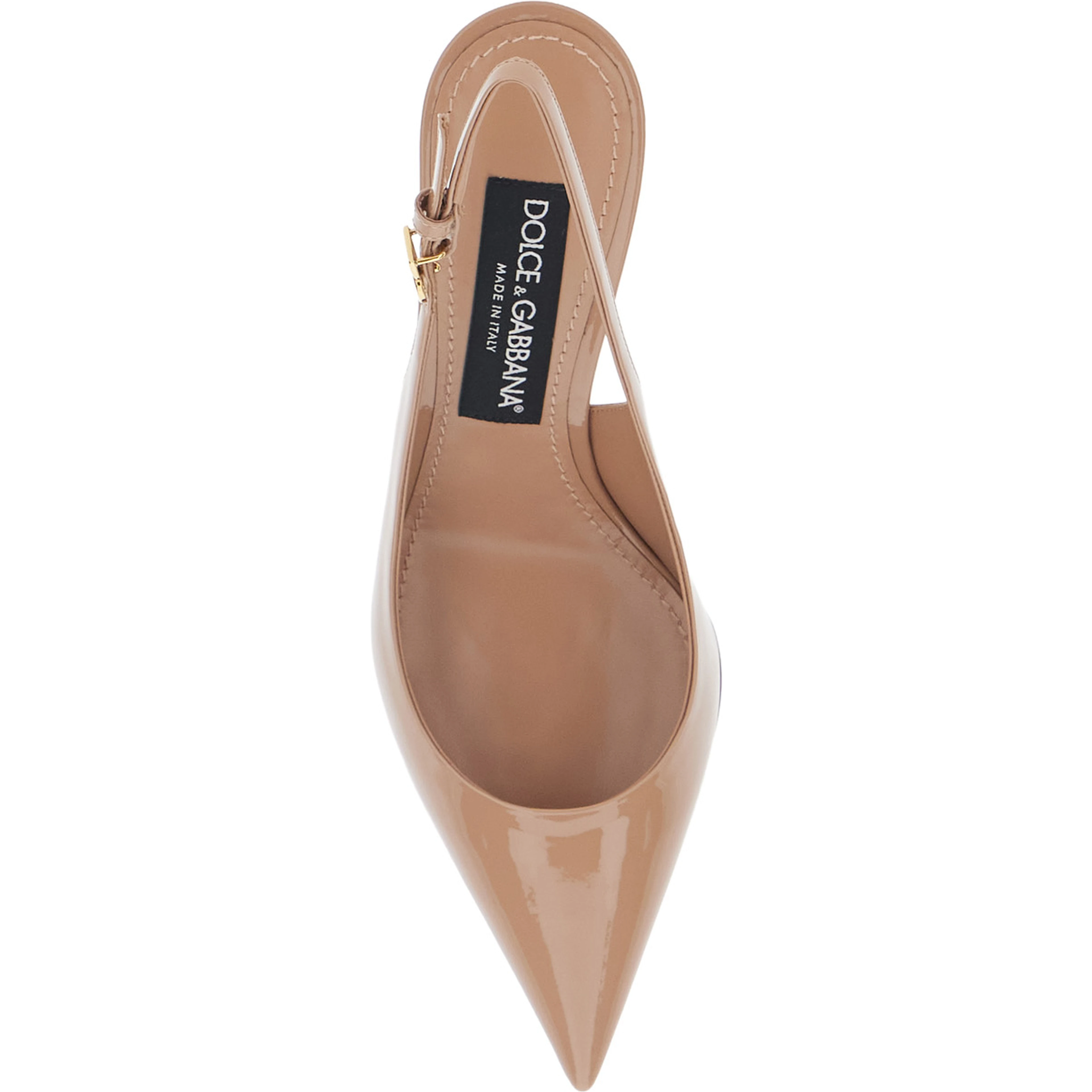 Pink Slingback Pumps with Ankle Strap and Logo Plate in Patent Leather for Women