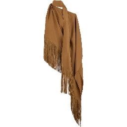 Atlas brown Top with Fringed design in fabric for women