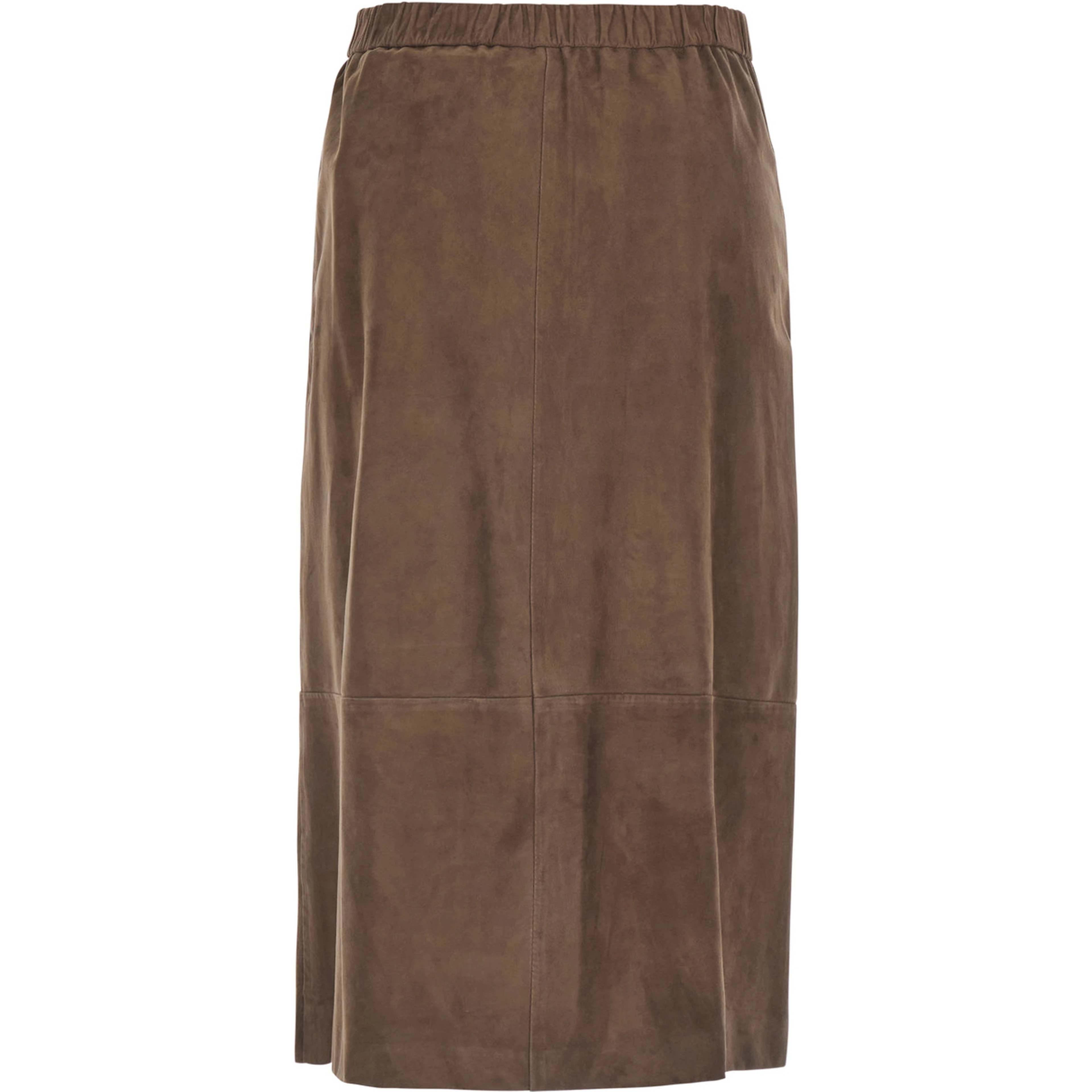Gazza Brown Midi Skirt with Drawstring on the Front and Elasticized Waist on the Back in Suede for Women