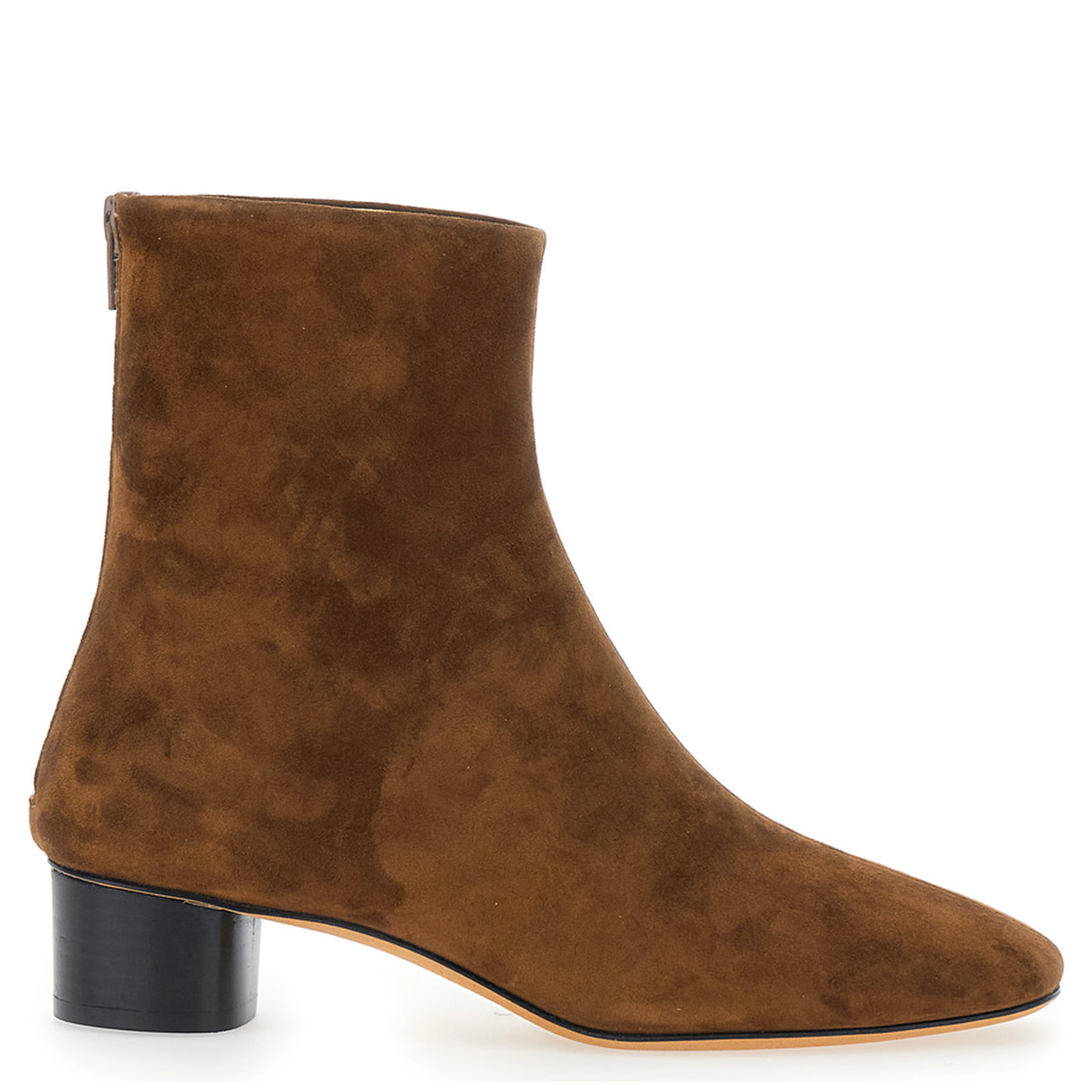 Carole Brown Ankle Boots with Medium Block  Heel in Suede for Women