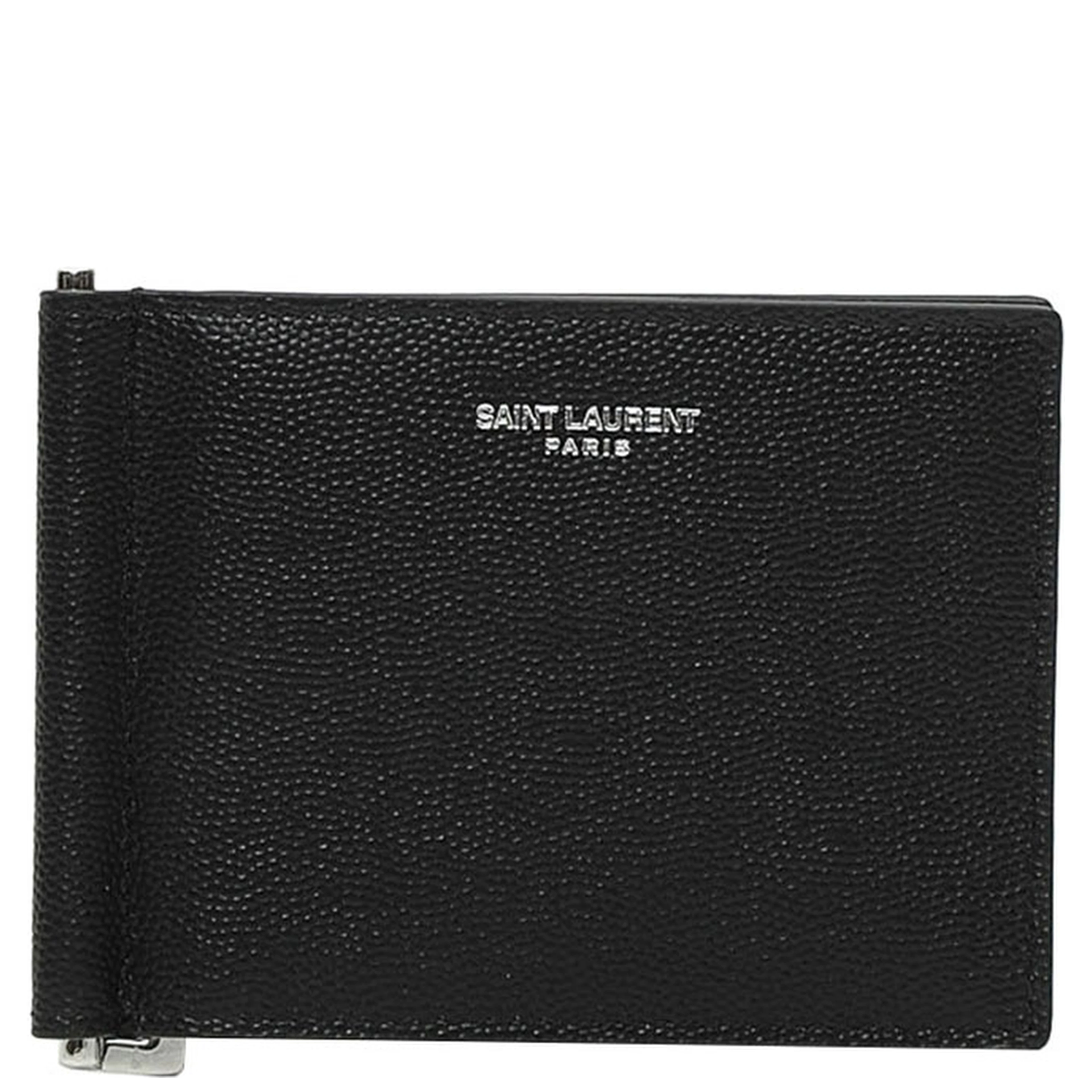 Wallet with Logo on the Front in Black Leather for Men
