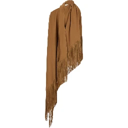 Atlas brown Top with Fringed design in fabric for women