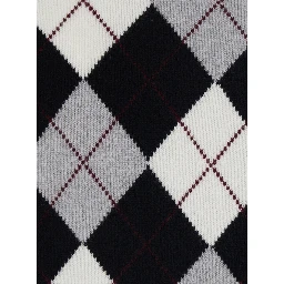 Antoni Black and White Crew Neck Sweater with All-Over Argyle Motif in Cashmere for Women