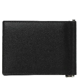 Wallet with Logo on the Front in Black Leather for Men