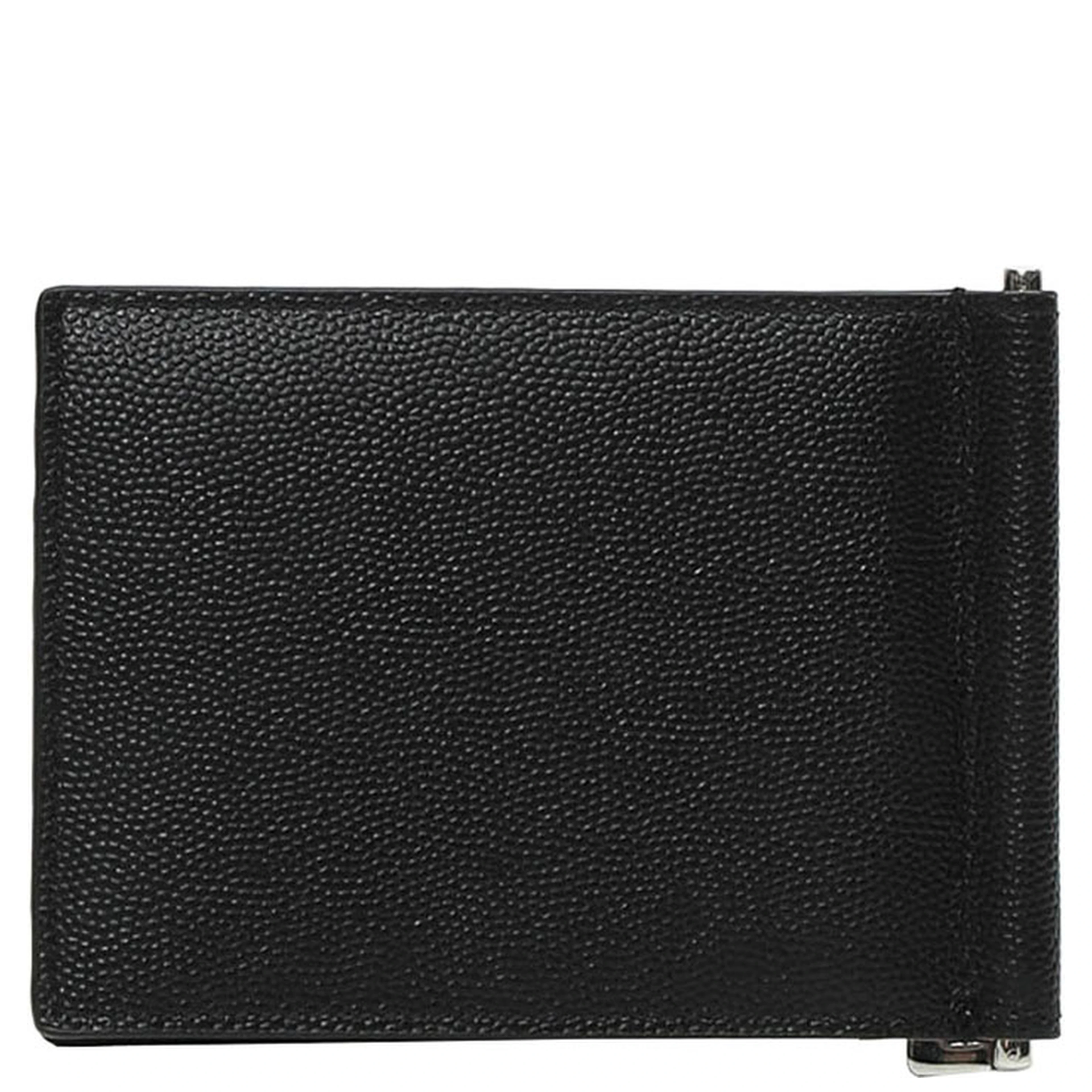 Wallet with Logo on the Front in Black Leather for Men