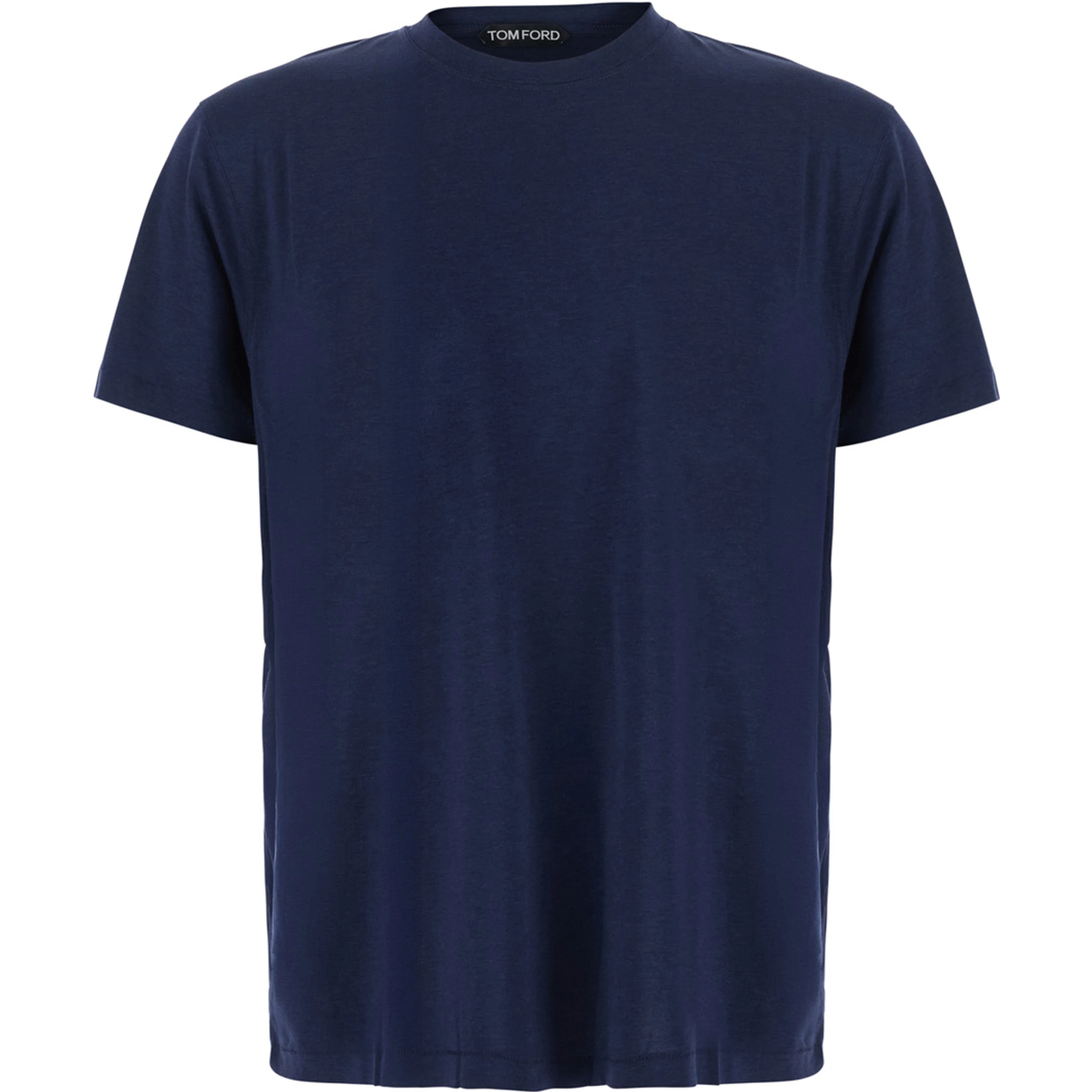 Blue Crew neck T-shirt with logo embroidery on the front in Blend cotton for men