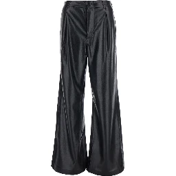 Sasha black Pants with five-pocket design in eco-leather for women
