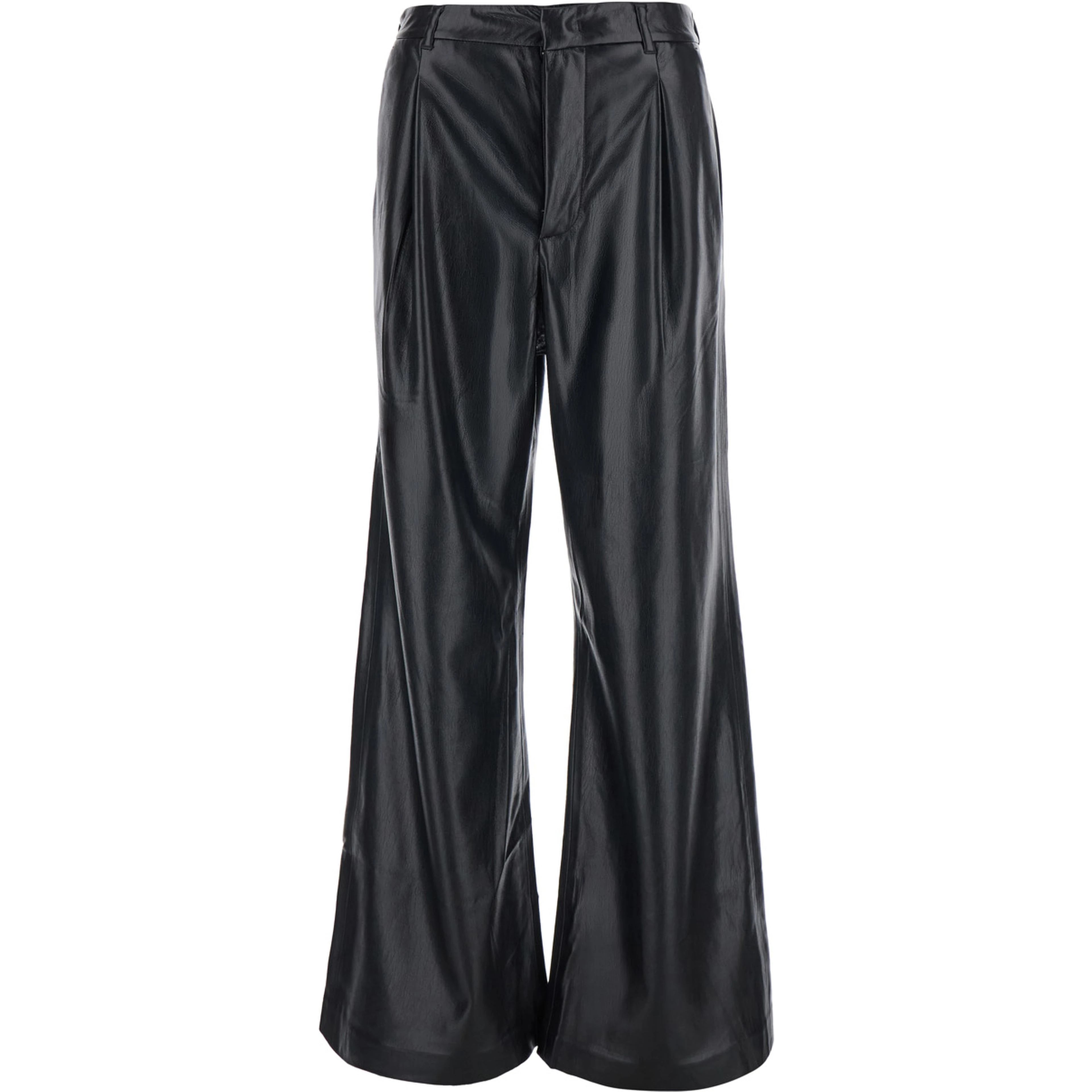 Sasha black Pants with five-pocket design in eco-leather for women