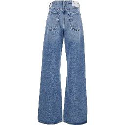 Light Blue Jeans with Wide Leg and Vintage Effect in Denim for Women