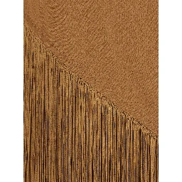Atlas brown Top with Fringed design in fabric for women