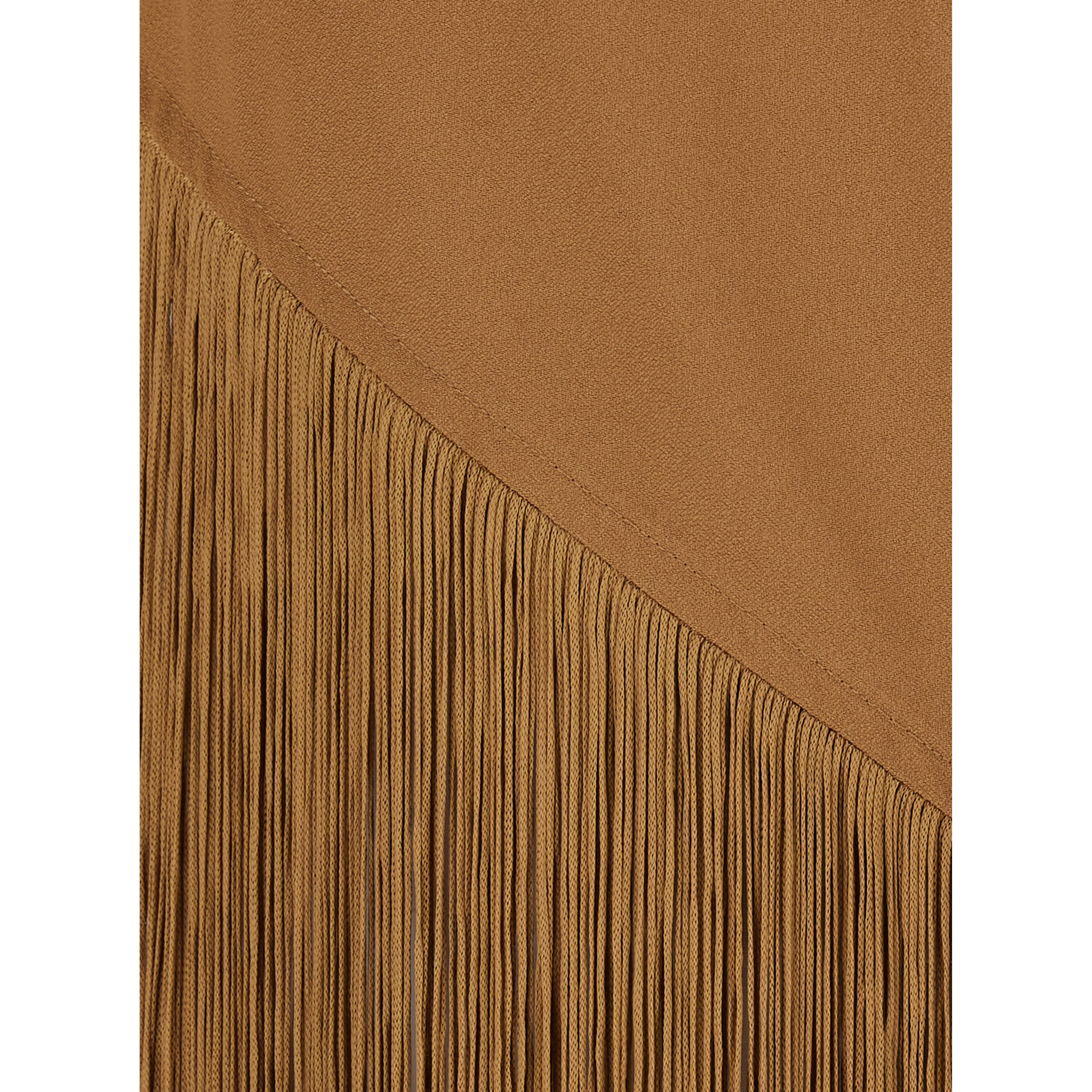 Atlas brown Top with Fringed design in fabric for women