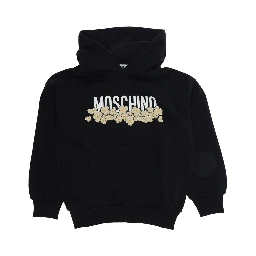 Black hoodie with logo lettering on the front in cotton Boy