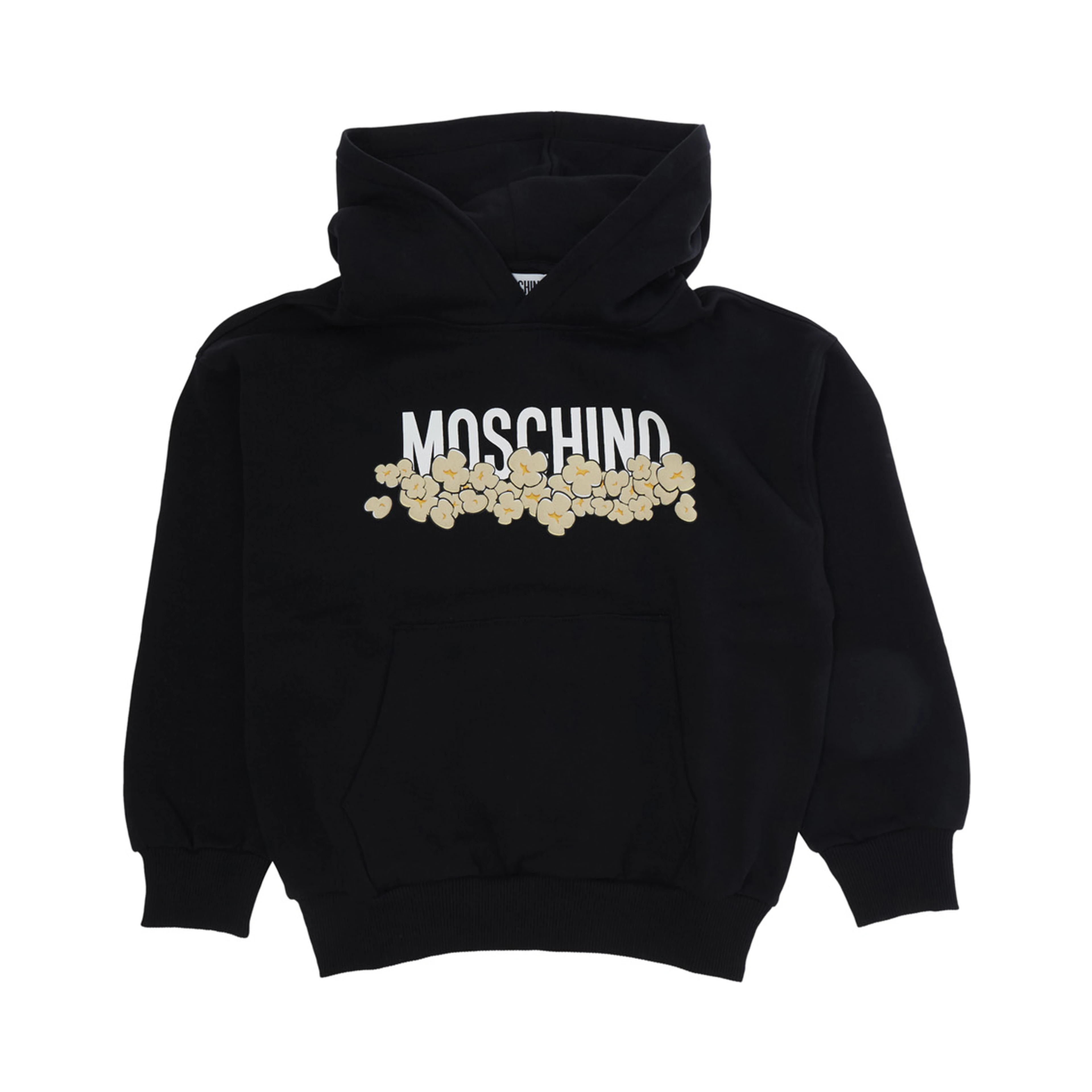 Black hoodie with logo lettering on the front in cotton Boy