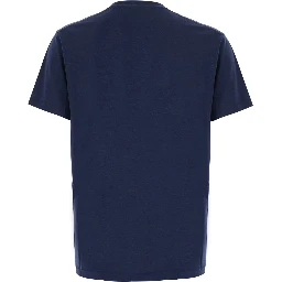 Blue Crew neck T-shirt with logo embroidery on the front in Blend cotton for men