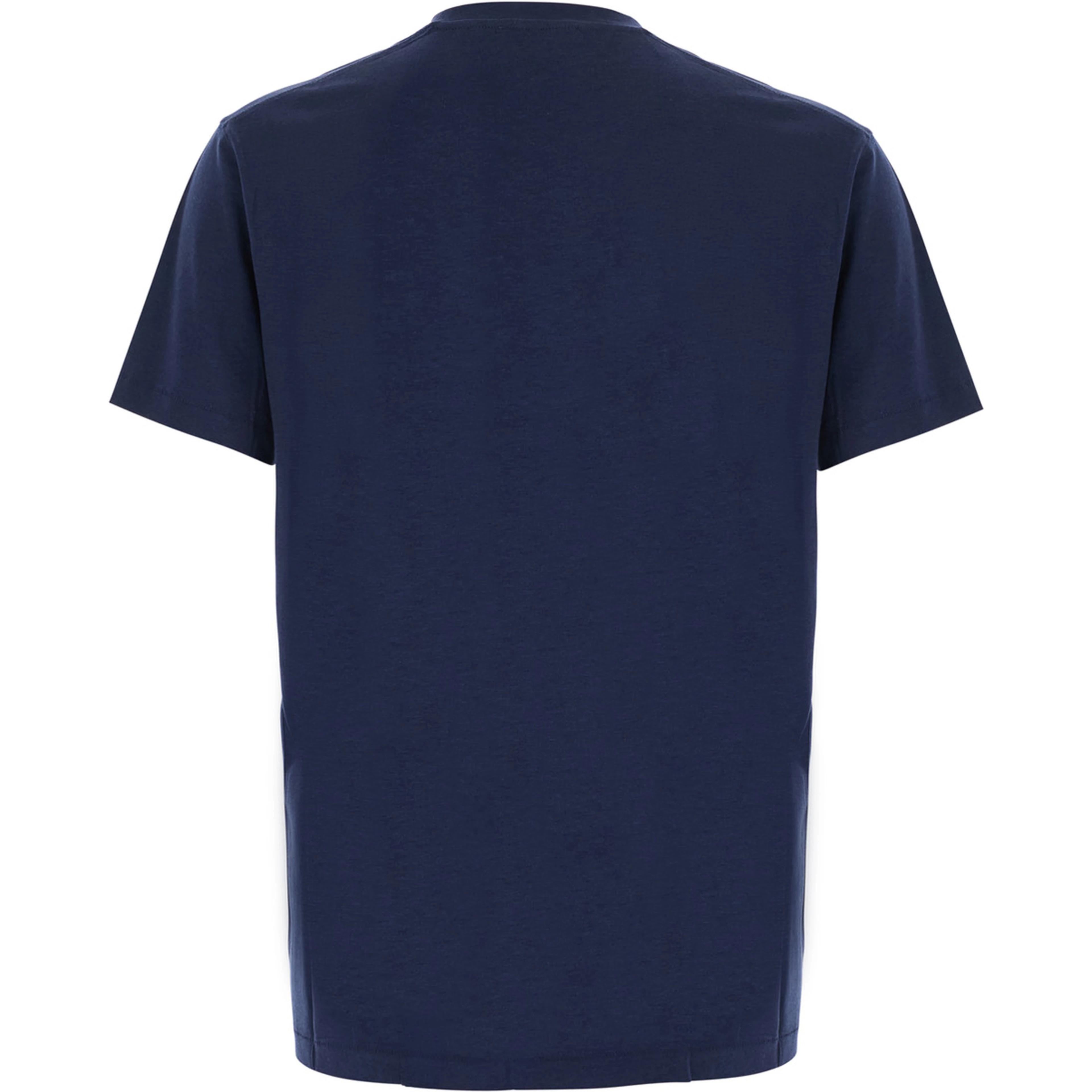 Blue Crew neck T-shirt with logo embroidery on the front in Blend cotton for men