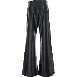 Sasha black Pants with five-pocket design in eco-leather for women