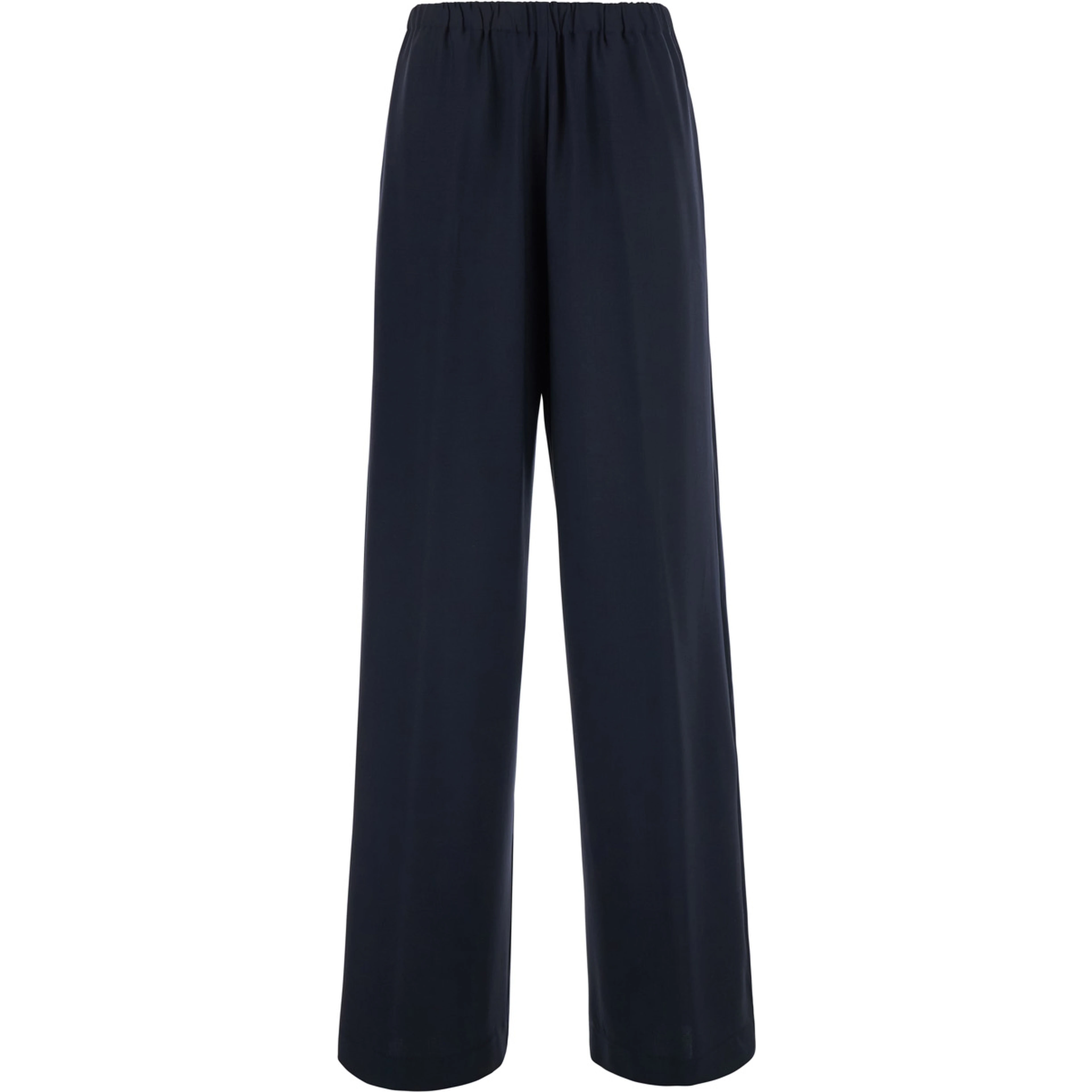 Blue Pants with elasticated waist and strass detail in wool blend woman