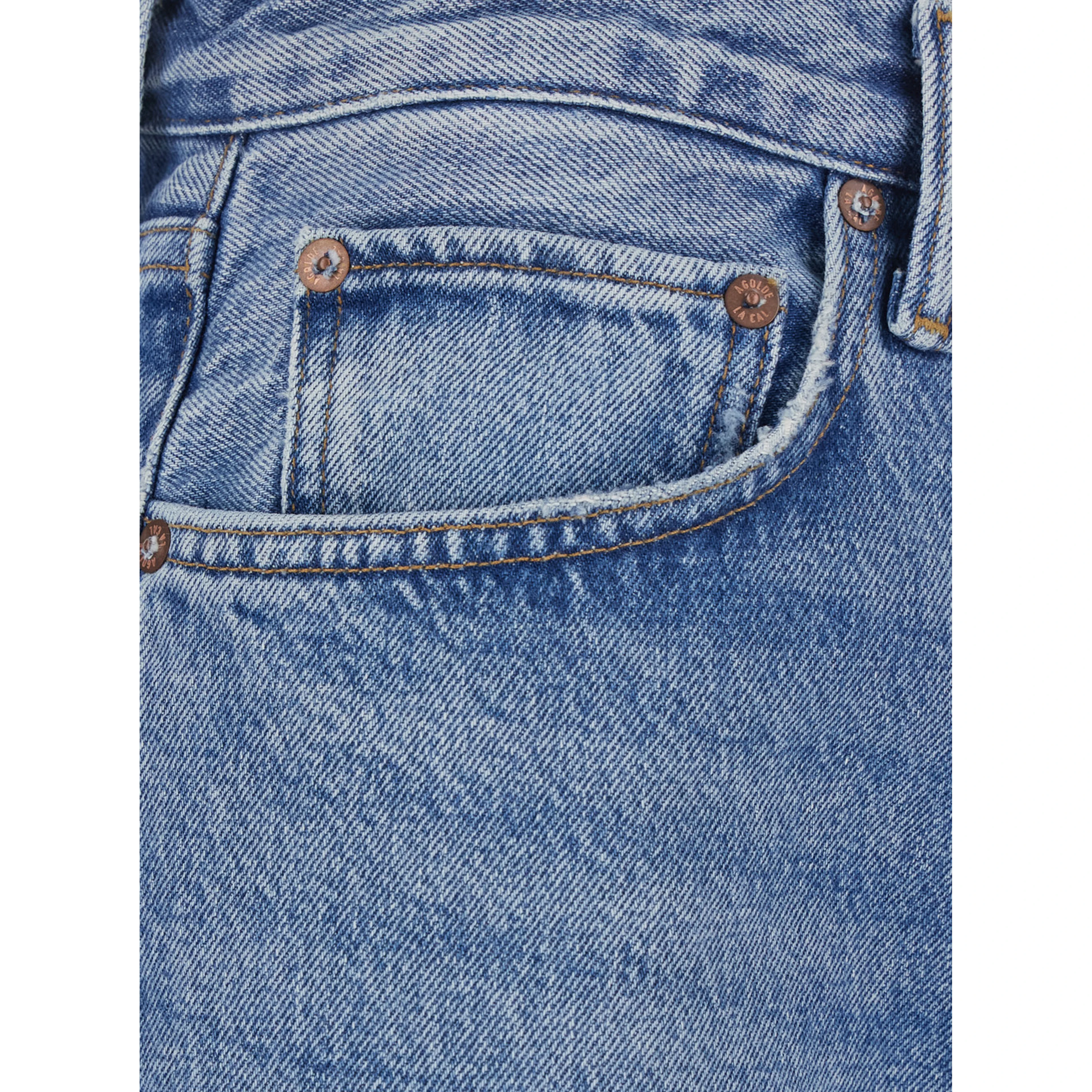 Light Blue Jeans with Wide Leg and Vintage Effect in Denim for Women