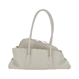 La Passeggiata White Small Shoulder bag with Top Handles and Asymmetric Design in Leather for Women