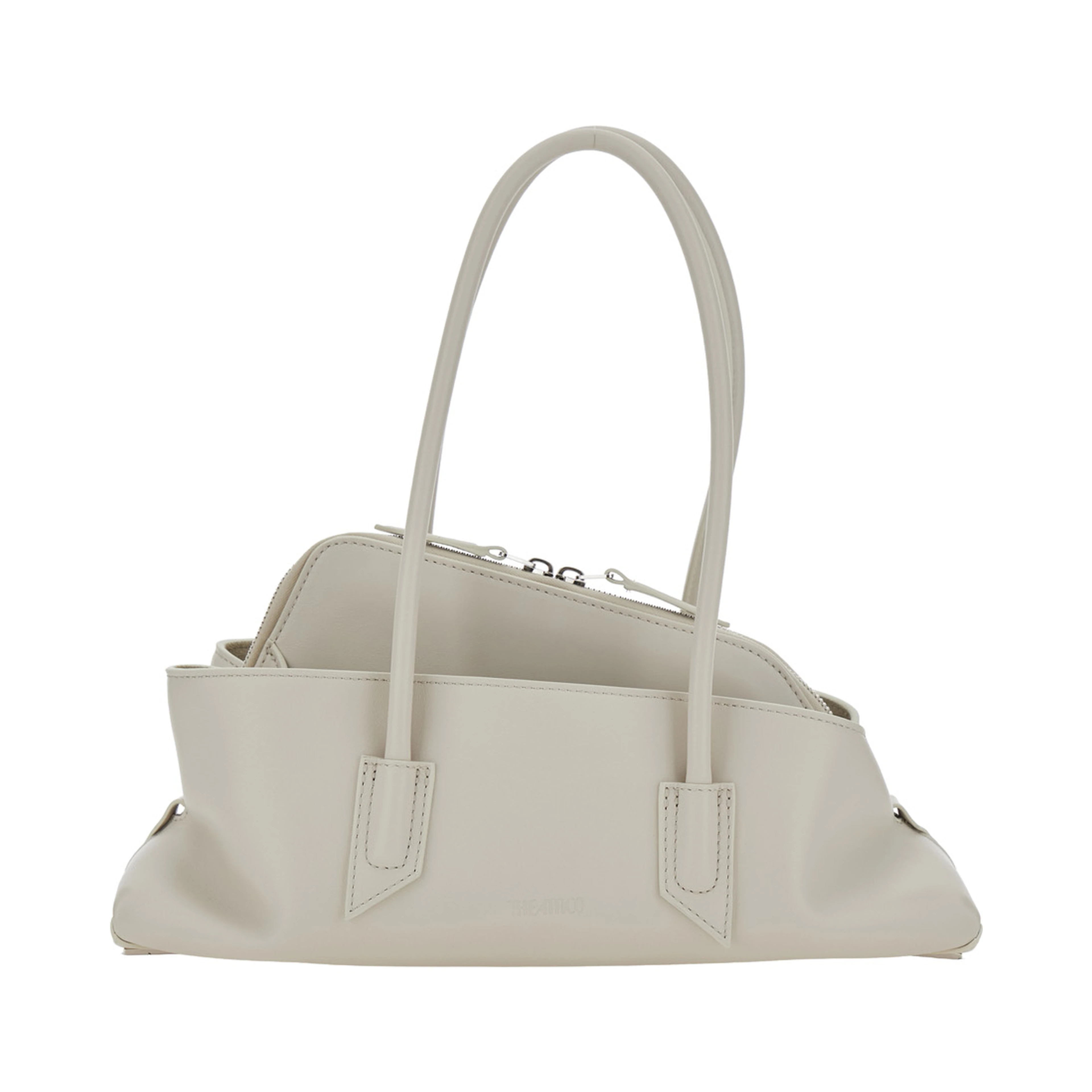 La Passeggiata White Small Shoulder bag with Top Handles and Asymmetric Design in Leather for Women