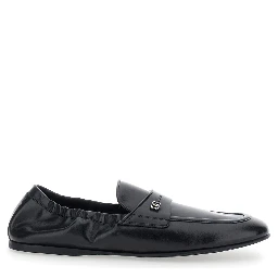 ARIOSTO black Loafers with elasticized back and DG plate in leather for men