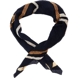 Large square scarf with logo and blue Tech Fabric unisex