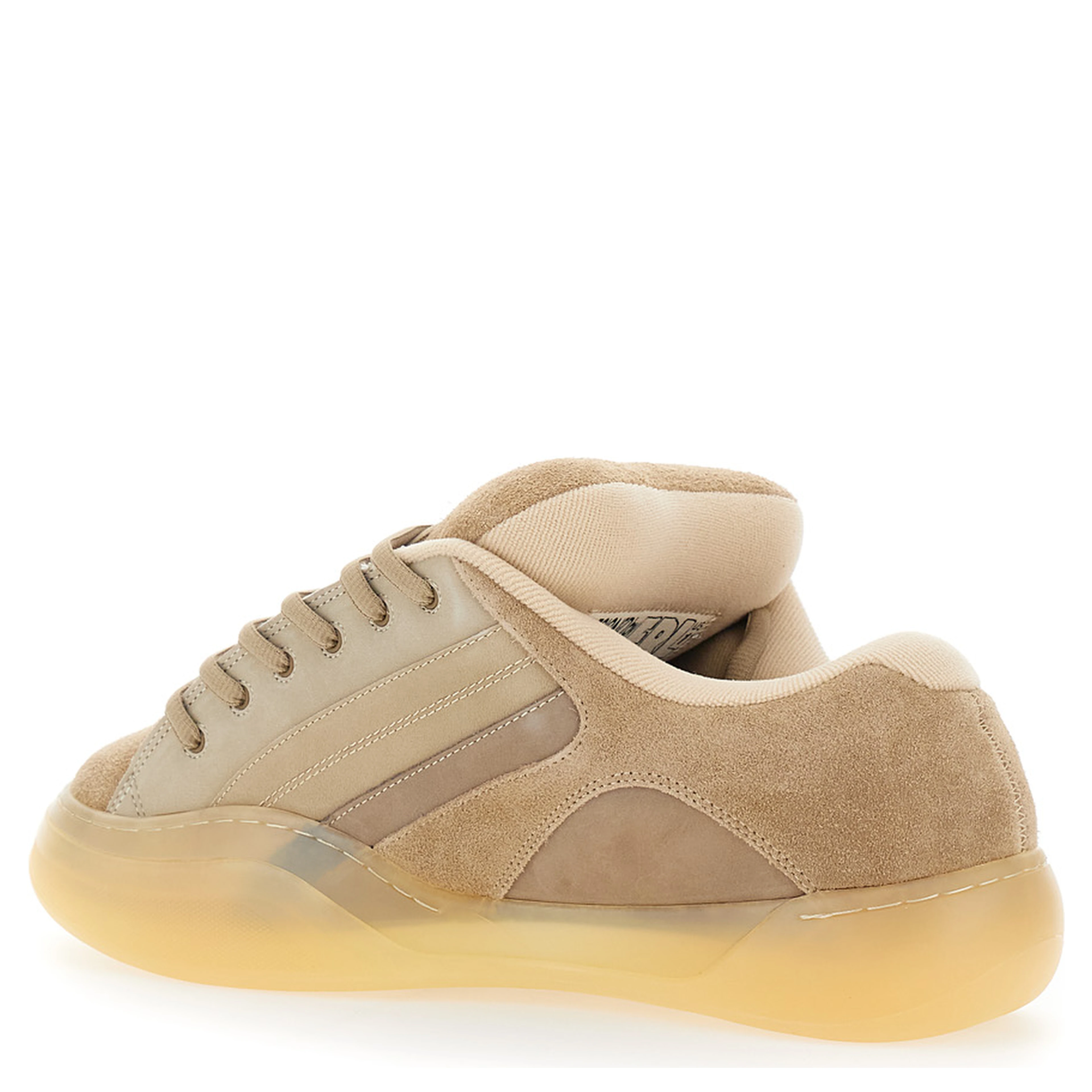 Quad Vamp Beige Sneakers with logo lettering in suede for men