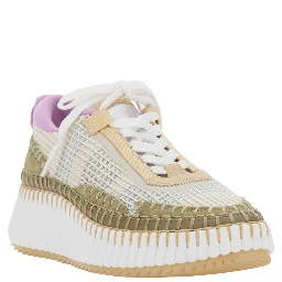 Nama Beige Sneakers with High Platform and Contrasting Details in Suede for Women