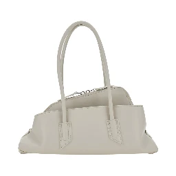 La Passeggiata White Small Shoulder bag with Top Handles and Asymmetric Design in Leather for Women