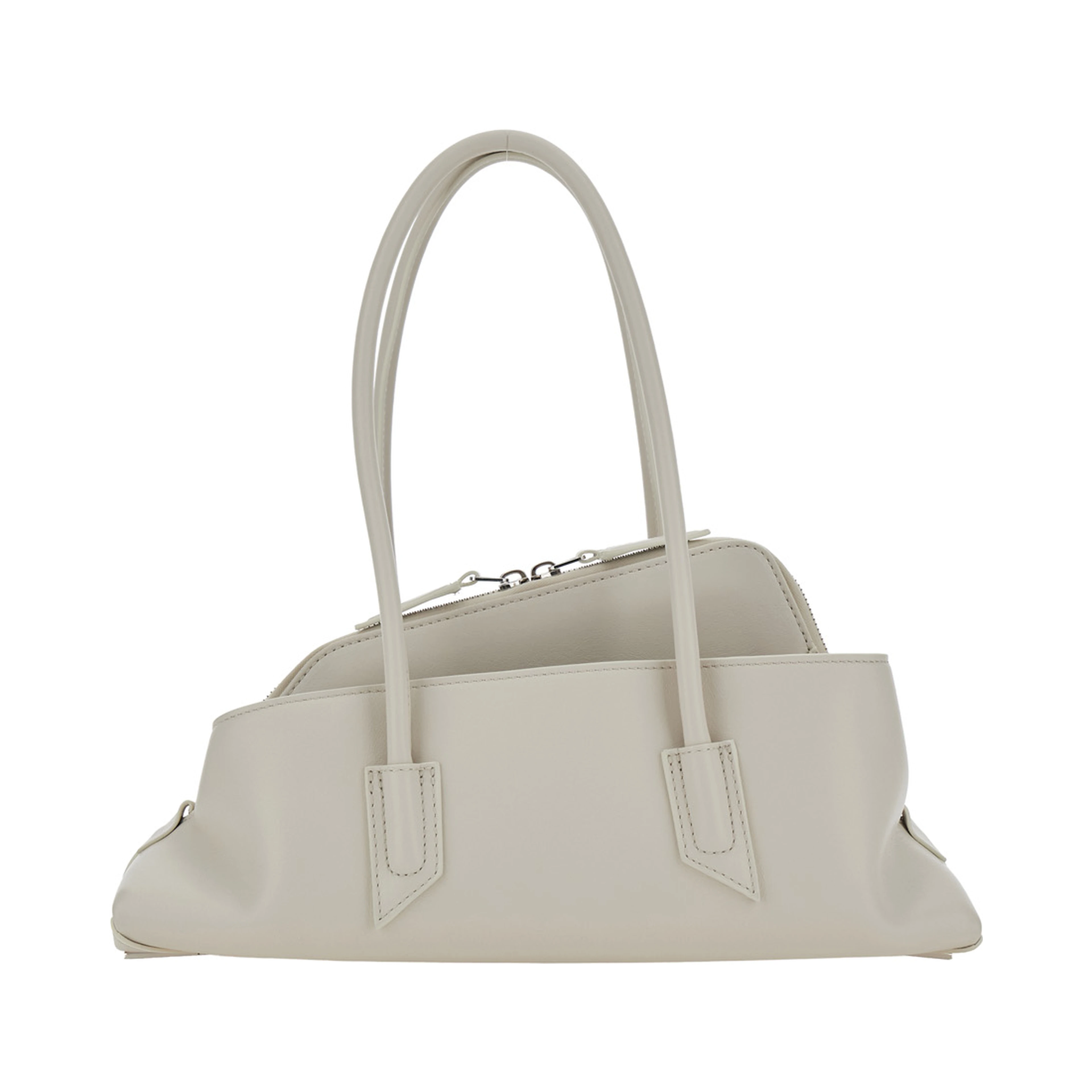 La Passeggiata White Small Shoulder bag with Top Handles and Asymmetric Design in Leather for Women