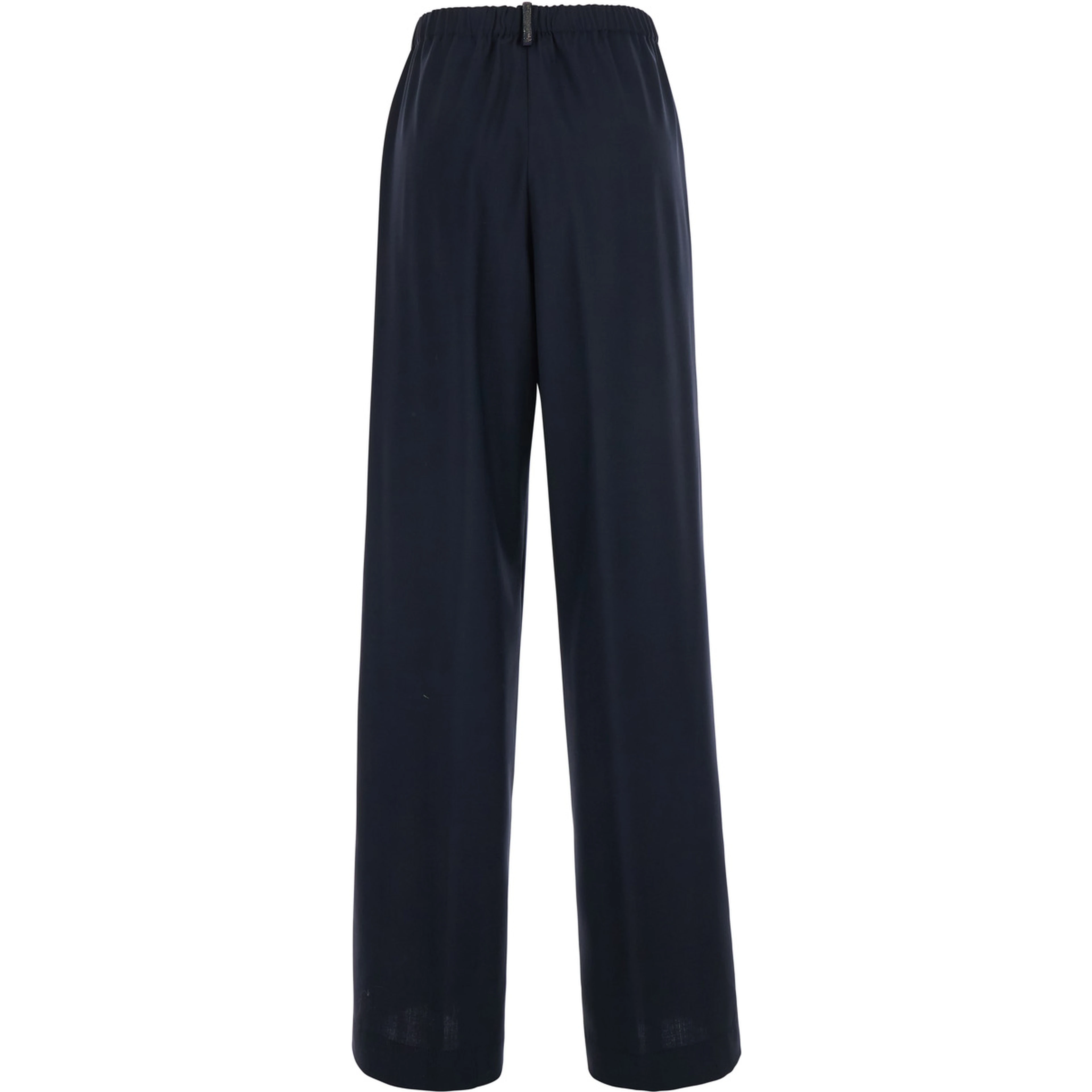 Blue Pants with elasticated waist and strass detail in wool blend woman