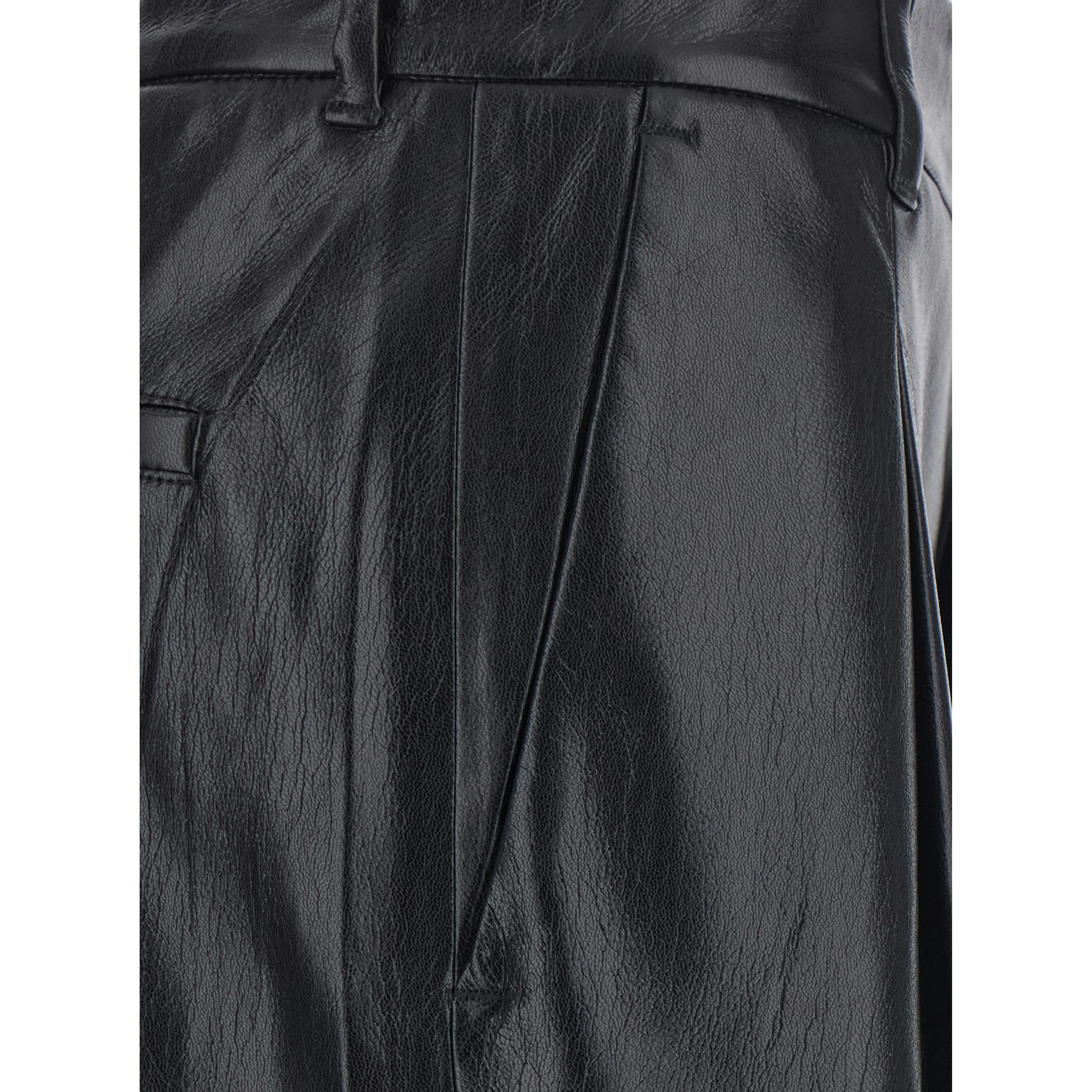 Sasha black Pants with five-pocket design in eco-leather for women