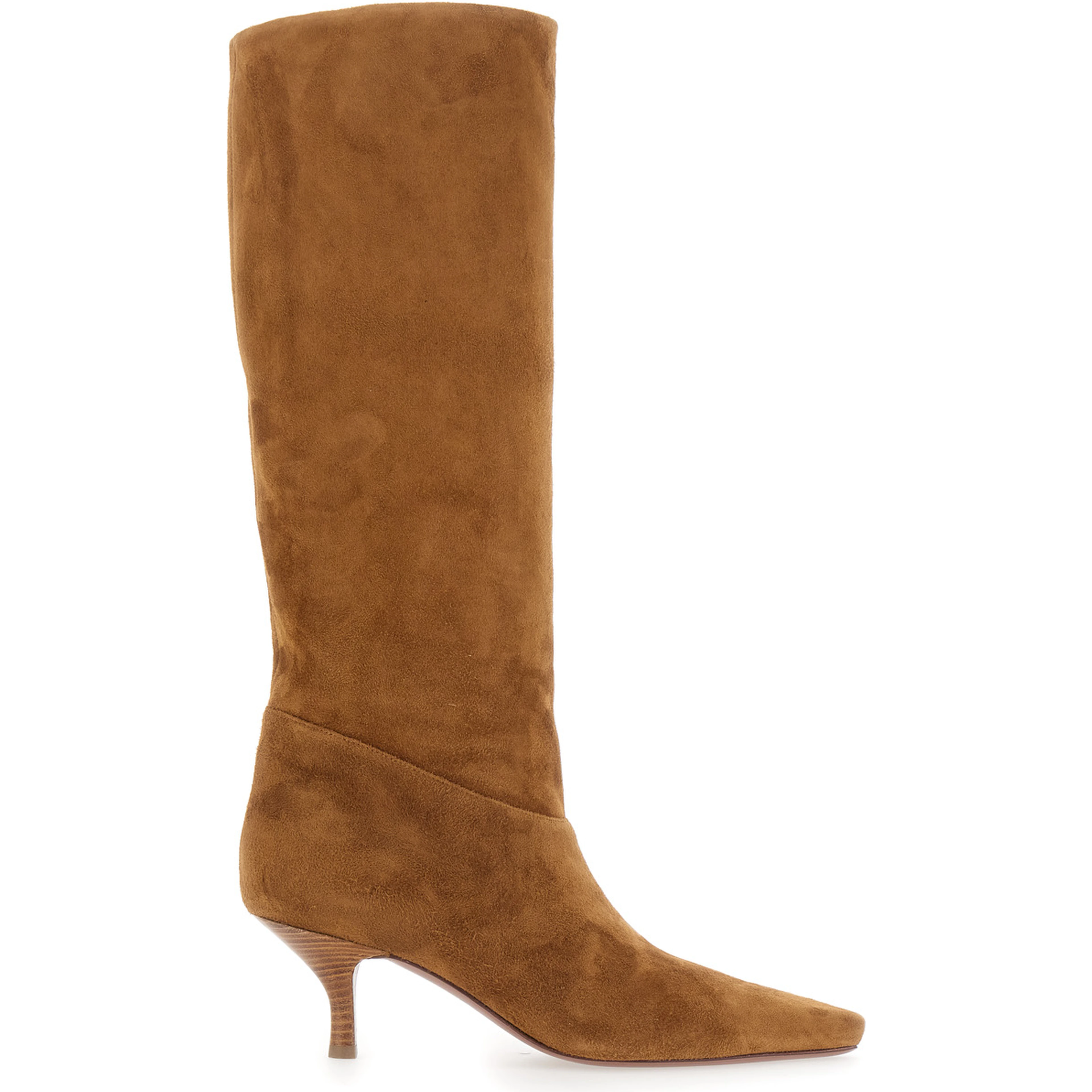 Rose Brown Boots with Pointed Toe and High Heel in Suede for Women