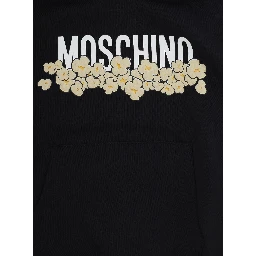 Black hoodie with logo lettering on the front in cotton Boy