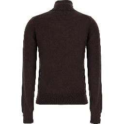 Brown High Neck Sweater with Tone-on-Tone Pony Logo in wool for Women