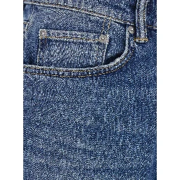 Blue Jeans with logo patch on the back and faded design in denim for men