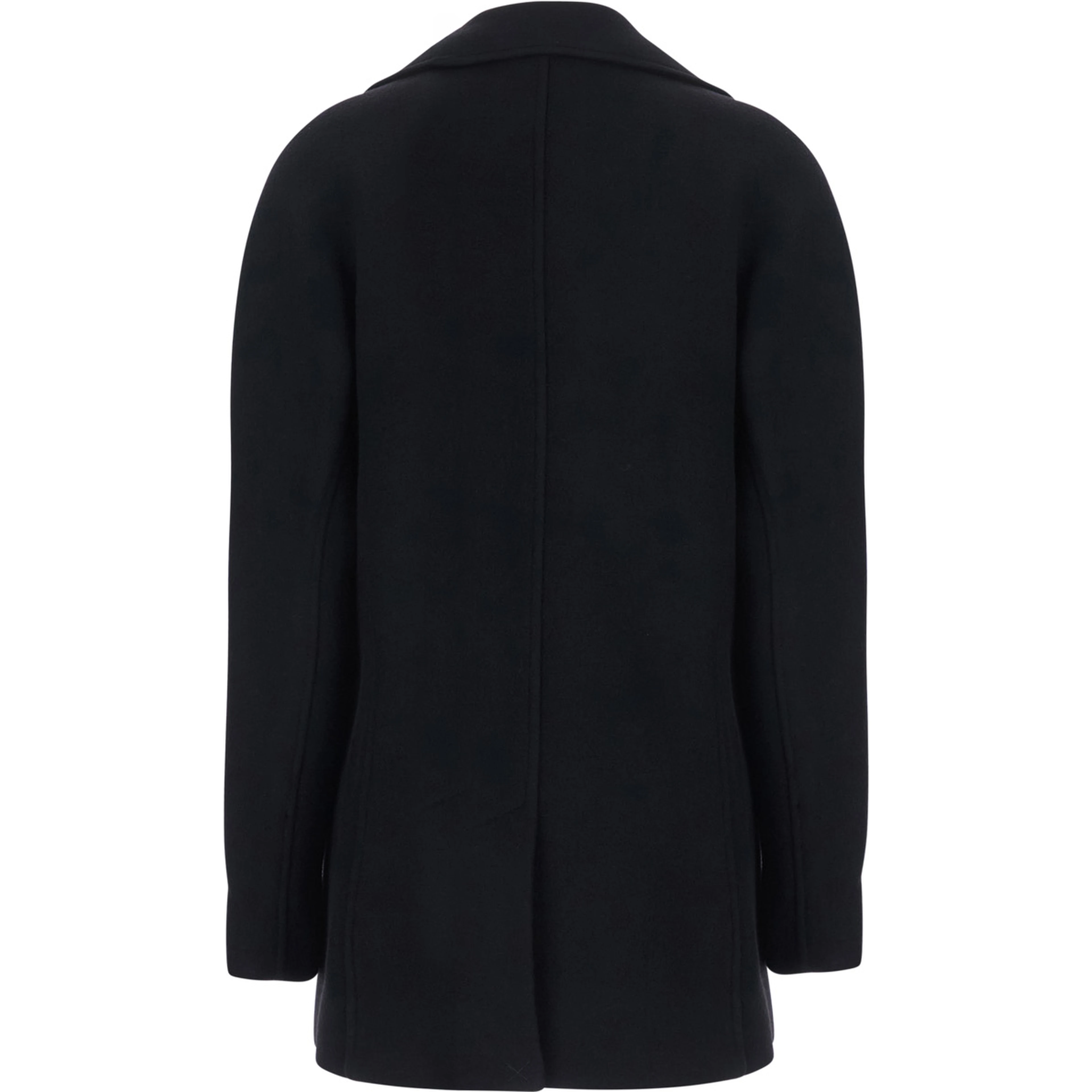 Black Double-breasted Jacket with Notched Revers in Wool Blend Women