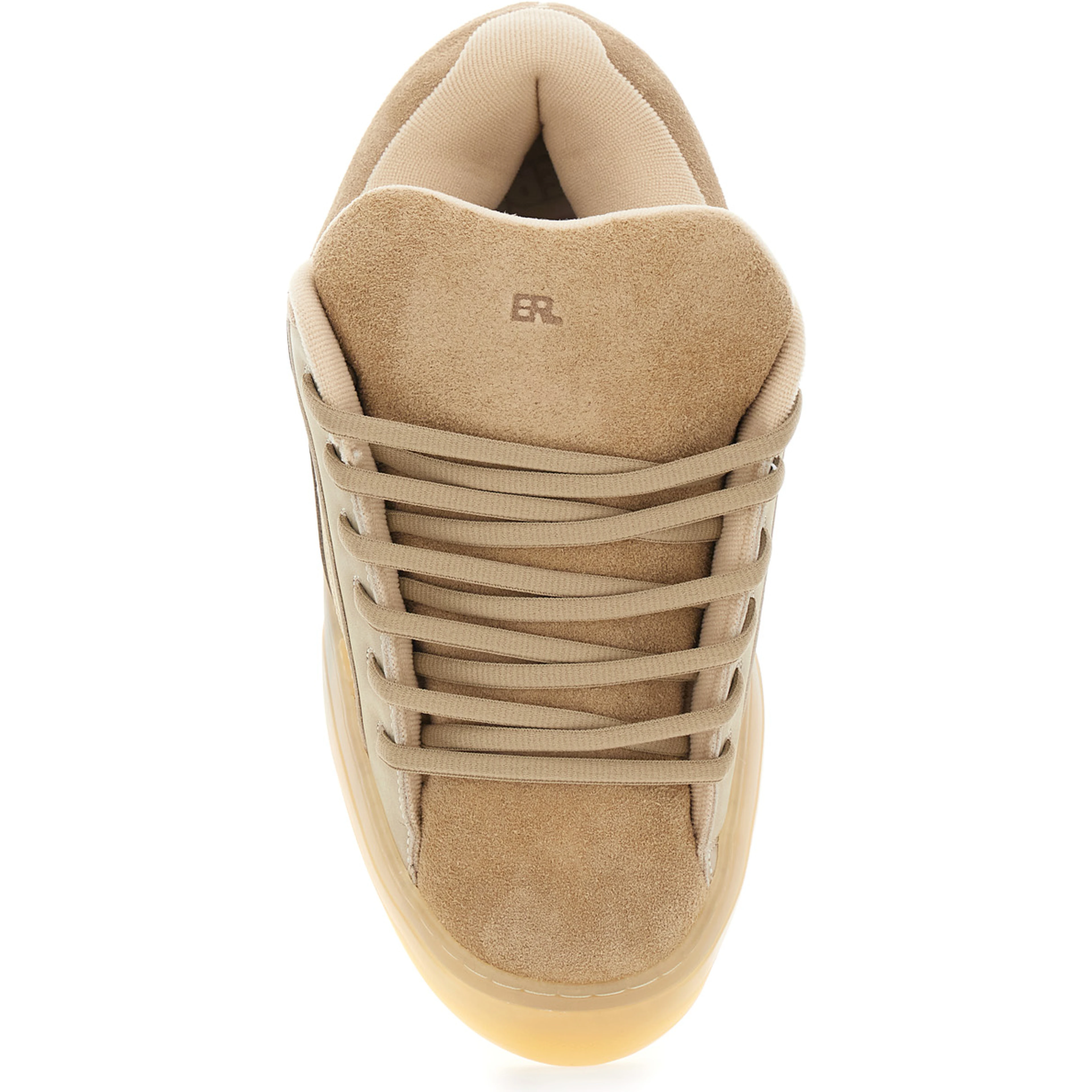 Quad Vamp Beige Sneakers with logo lettering in suede for men