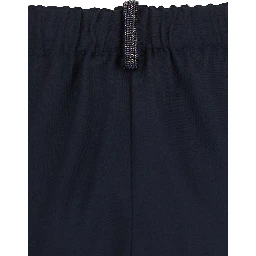 Blue Pants with elasticated waist and strass detail in wool blend woman