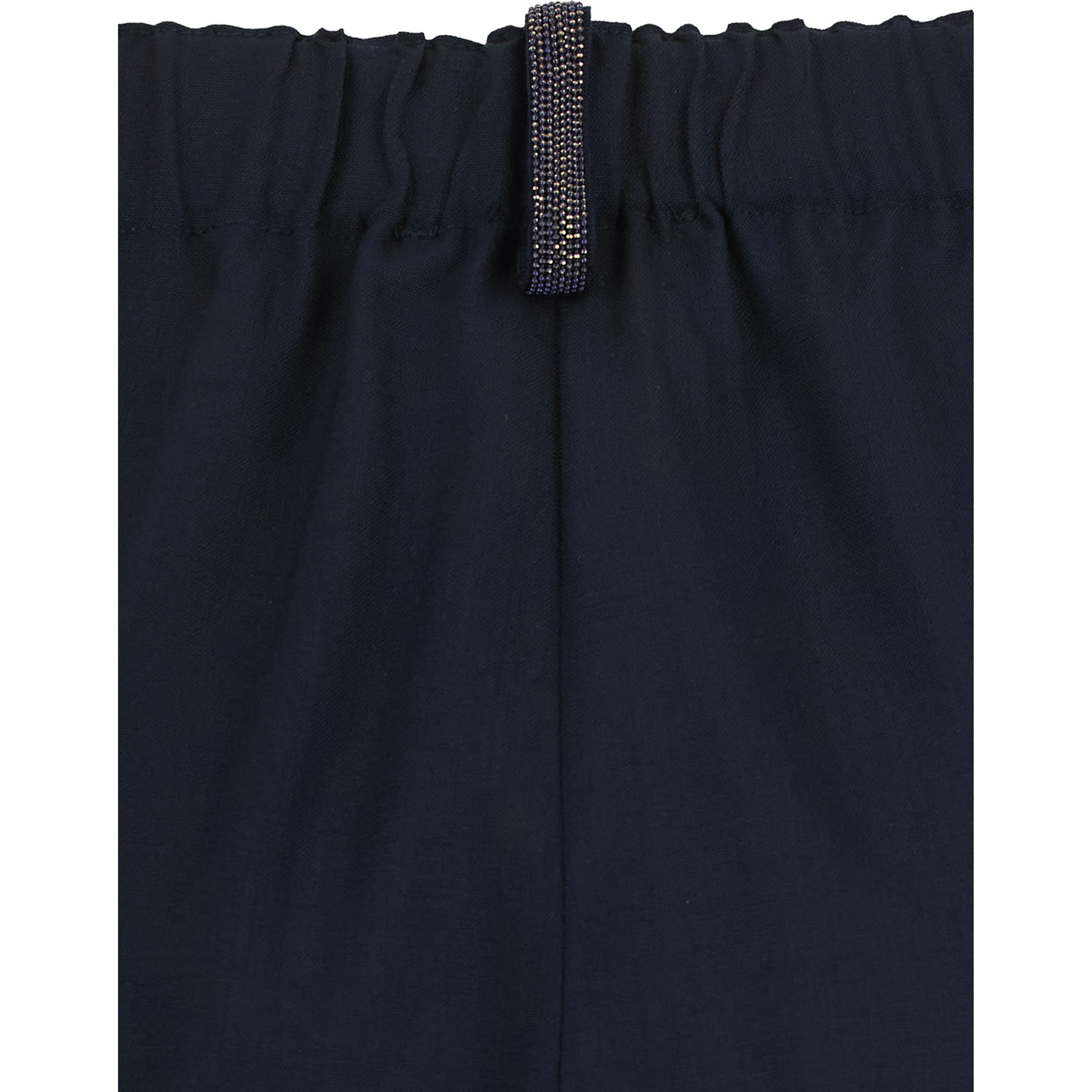 Blue Pants with elasticated waist and strass detail in wool blend woman