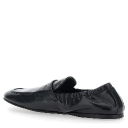 ARIOSTO black Loafers with elasticized back and DG plate in leather for men