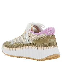Nama Beige Sneakers with High Platform and Contrasting Details in Suede for Women