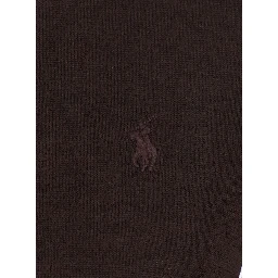 Brown High Neck Sweater with Tone-on-Tone Pony Logo in wool for Women
