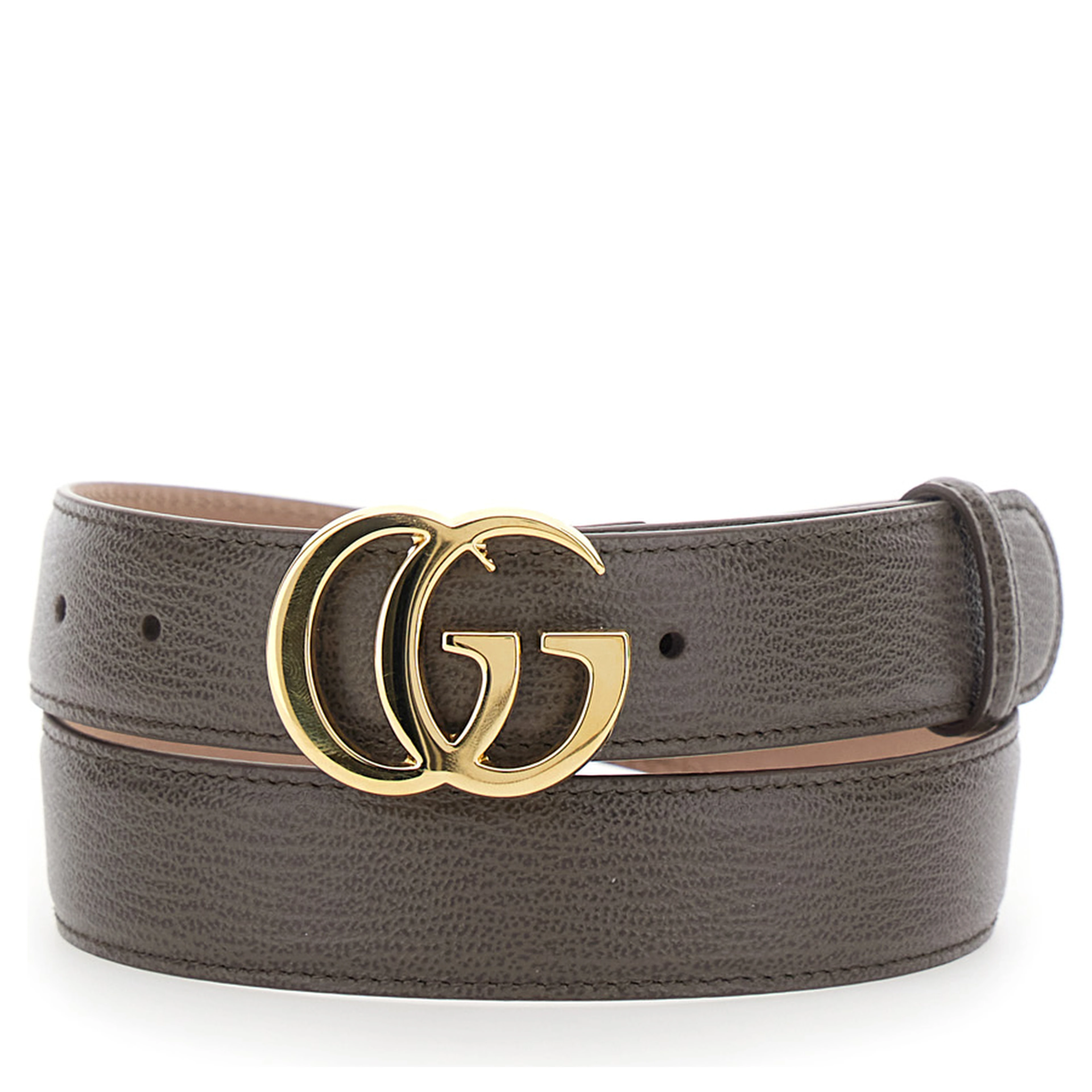 Brown Belt with GG Plate on the Front in Leather for Women
