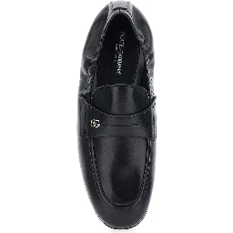 ARIOSTO black Loafers with elasticized back and DG plate in leather for men